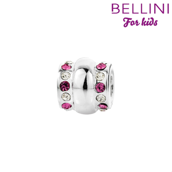 Bellini 564.413 Zilveren Bellini bedel fantasie met roze en witte zirkonia&#039;s