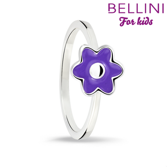 Bellini 579.017 - Zilveren Bellini ring met paarse emaille bloem