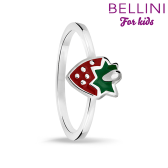 Bellini 579.020 - Zilveren Bellini ring met gekleurde emaille aardbei