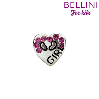 Bellini 564.416 Zilveren bedel hart met roze zirkonia's