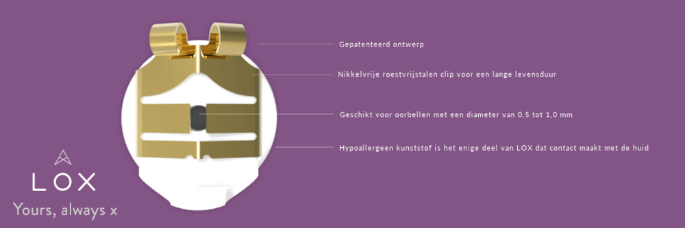 LOX - gepatenteerde sluiting voor oorbellen